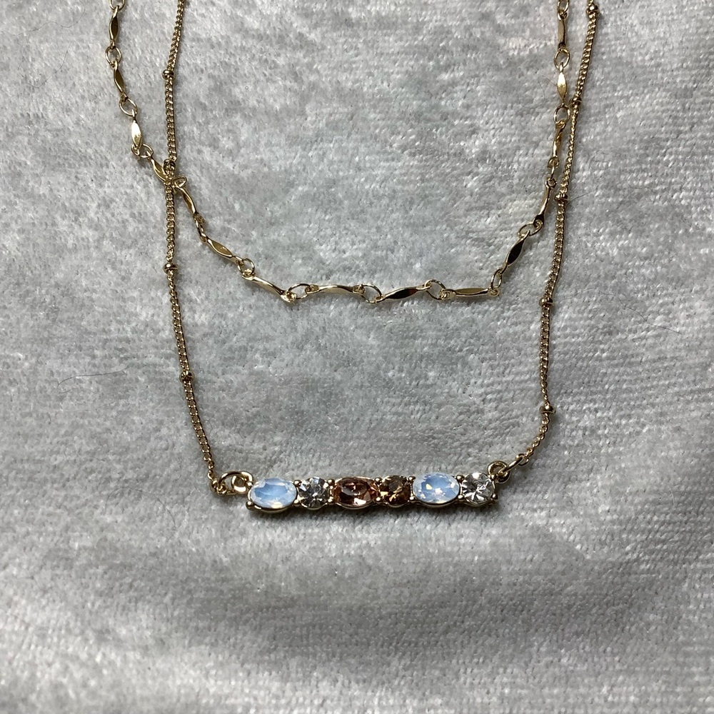 Ann Taylor Factory Gold Tone Crystal Necklace
